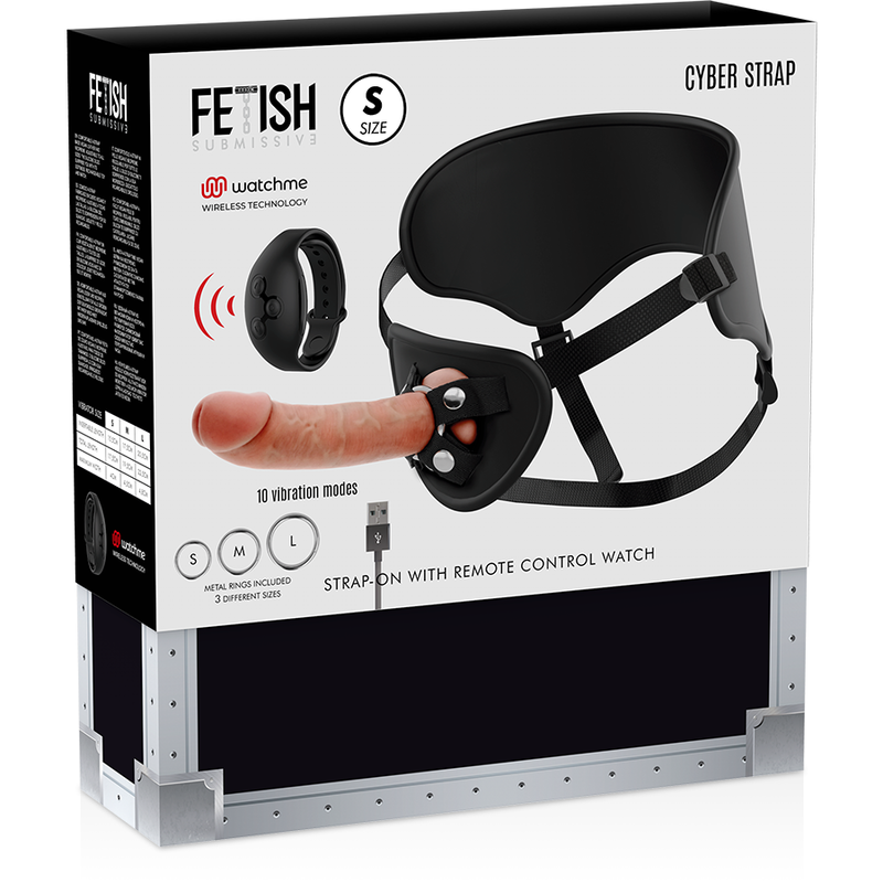 FETISH SUBMISSIVE CYBER STRAP - ARNÊS COM TECNOLOGIA DILDO WATCHME S DE CONTROLE REMOTO
