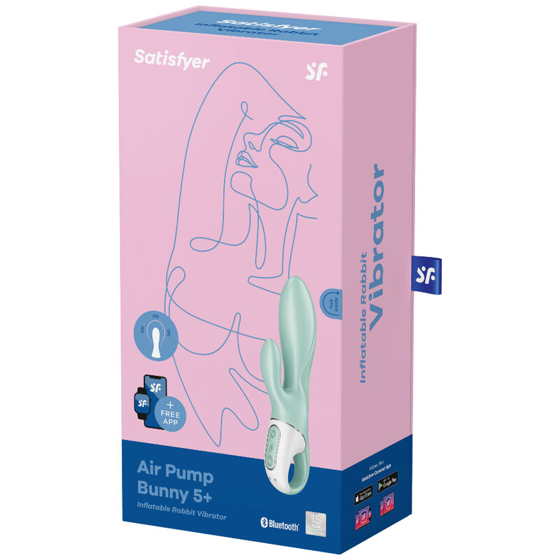 SATISFYER - AIR PUMP BUNNY 5+ APLICATIVO VIBRADOR DE COELHO INFLVEL VERDE - Image 4