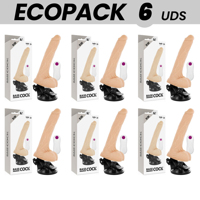 ECOPACK 6 UNIT - BASECOCK VIBRADOR DE CONTROLE REMOTO NATURAL REALISTA 19 CM -O- 4 CM