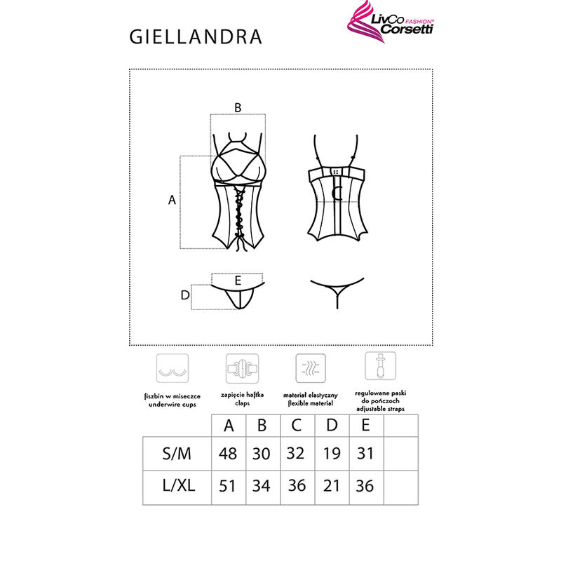 LIVCO CORSETTI FASHION - COLEO GIELLANDRA FOR THE SENSES CORSET + CALCINHA PRETA - Image 5