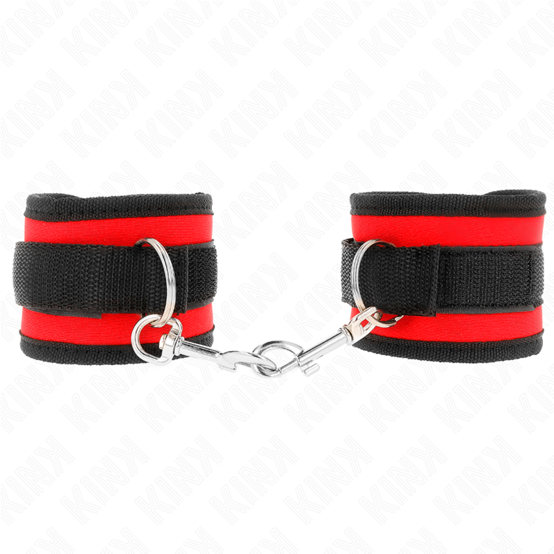 KINK - RETENÇÕES DE PULSO NYLON BIND HOOKLOOP VERMELHO-PRETO MODELO 2 AJUSTÁVEL 18-35 CM X 6 CM