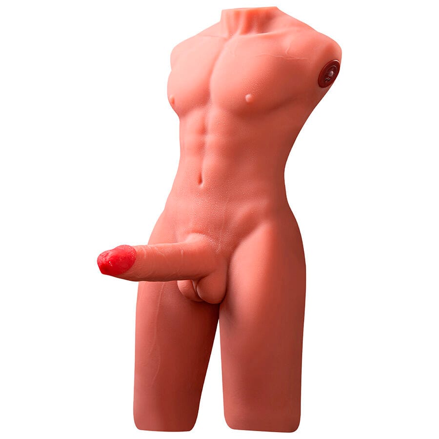 XISE - JASON MEIO CORPO TORSO MASCULINO REALISTA COM IMPULSO E VIBRAÇÃO 55 CM