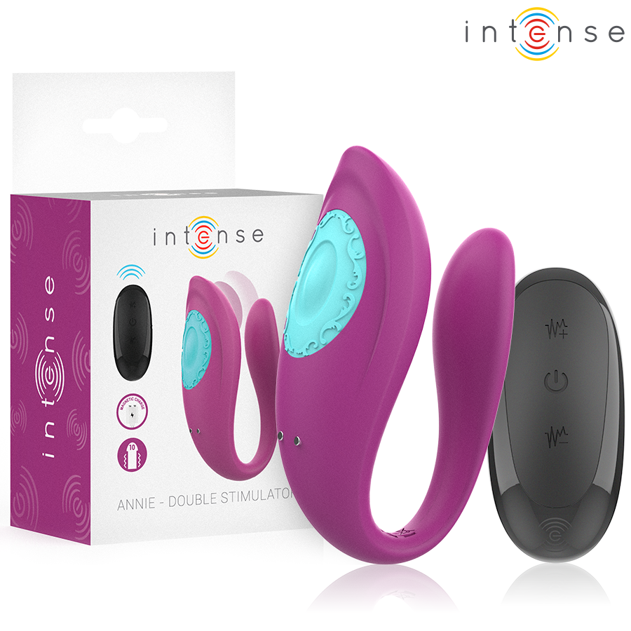 INTENSE - ANNIE VIBRADOR E ESTIMULADOR EM FORMA DE U ROXO CONTROLE REMOTO